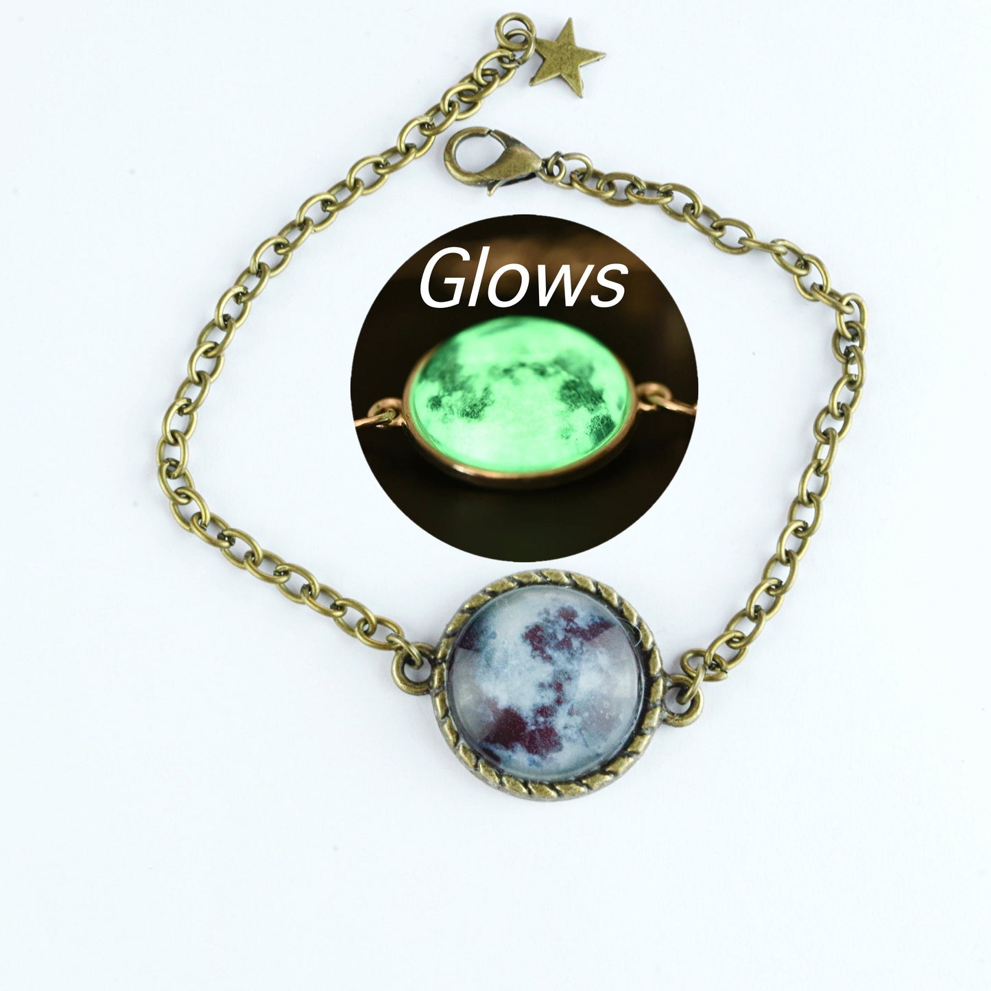 Glow in the Dark Moon Bracelet for women Glowing Moon Lunar Phase Jewelry Mother's Gift Bracelet Best Friend  Gifts Friendship Bracelet