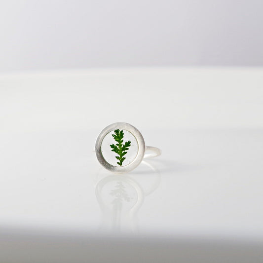 Pressed fern silver rings for women  Botanical jewelry Minimalist Adjustable Ring Terrarium jewelry Circle ring Christmas gift for mom