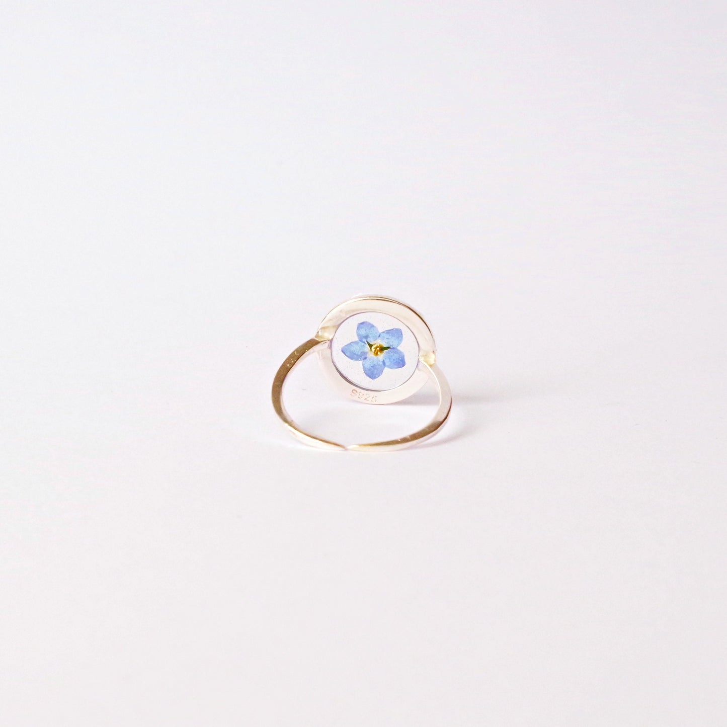 Blue Flower Ring Real Forget me not jewelry Adjustable silver ring Pressed blue flower jewelry Minimalist gift for her Myosotis