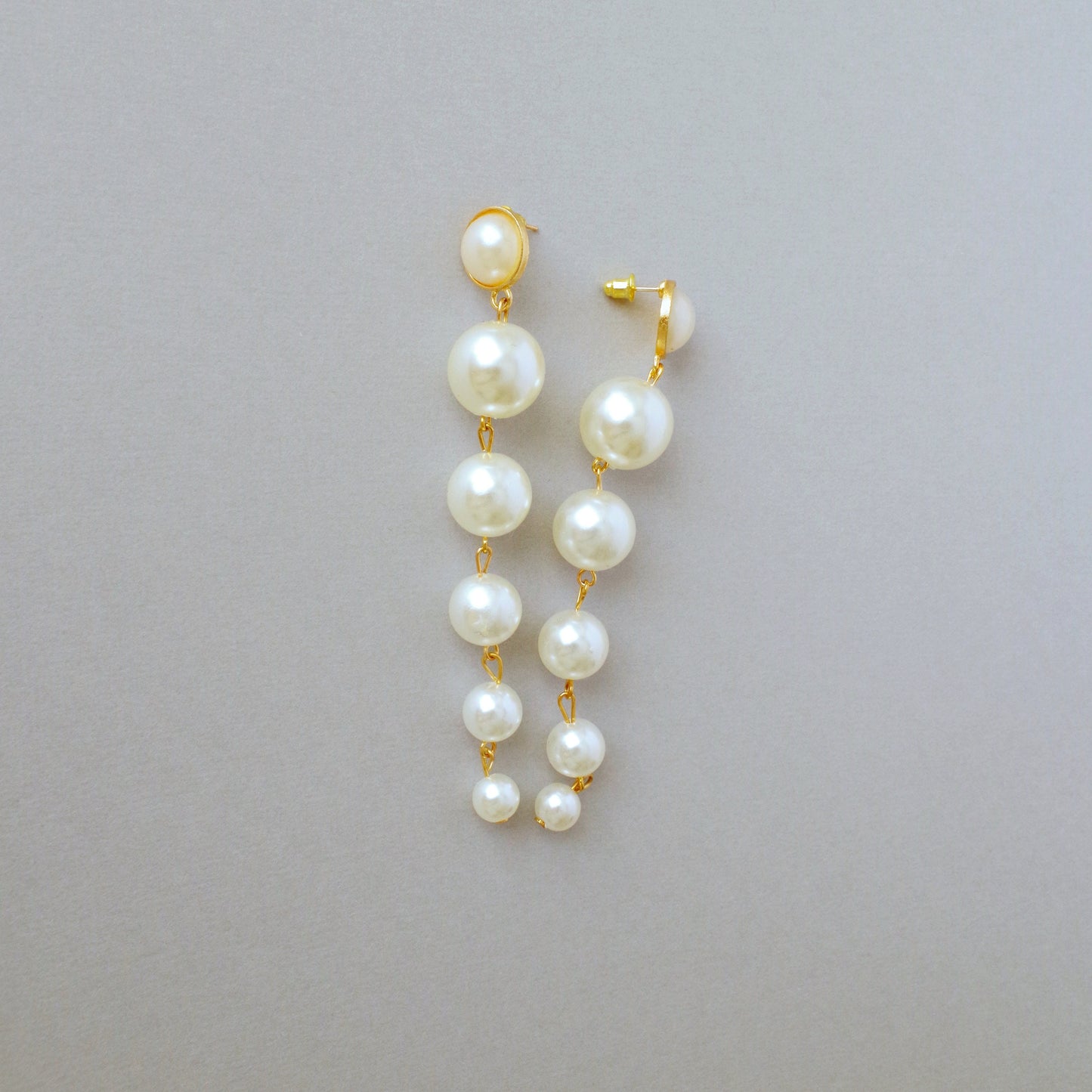 Long pearl drop earrings , Statement earrings,  Bridesmaid earrings,  Unique gifts , Graduated Pearl Cascade Earrings
