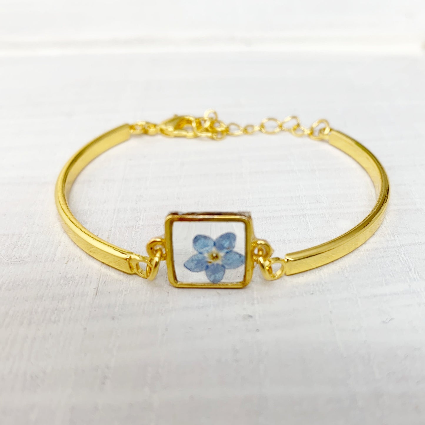 Forget me not bracelet  Pressed flower jewelry  Real flower bracelet Bridesmaid Gift  Remembrance Gift Botanical  Natural