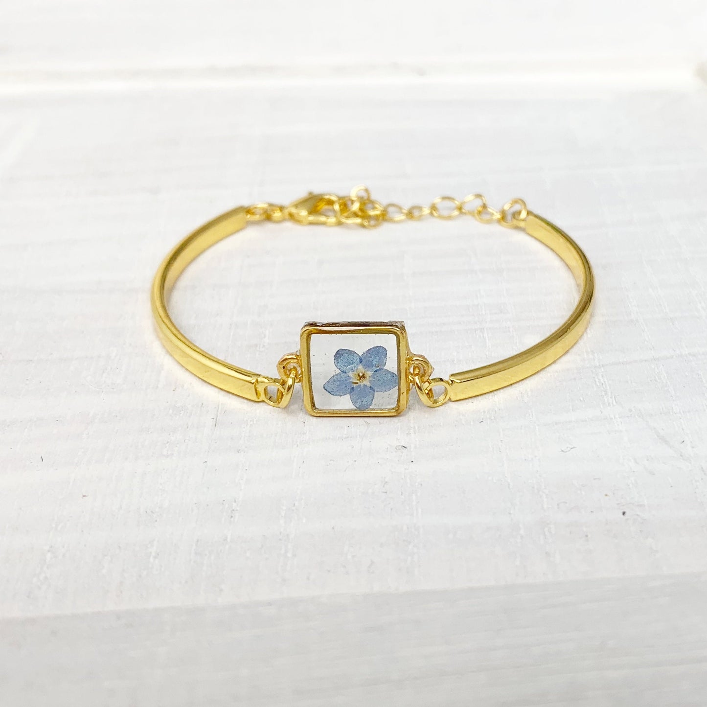Forget me not bracelet  Pressed flower jewelry  Real flower bracelet Bridesmaid Gift  Remembrance Gift Botanical  Natural