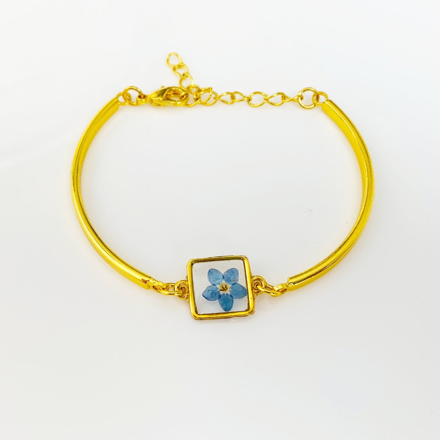 Forget me not bracelet  Pressed flower jewelry  Real flower bracelet Bridesmaid Gift  Remembrance Gift Botanical  Natural