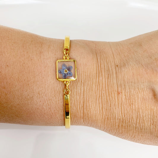 Forget me not bracelet  Pressed flower jewelry  Real flower bracelet Bridesmaid Gift  Remembrance Gift Botanical  Natural