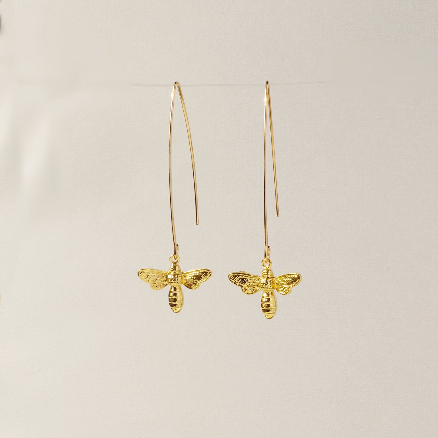 Gold Bee Earrings, Queen Bee Dangle Earrings , Insect Jewelry , Honey bee longe earrings , Christmas gift for women