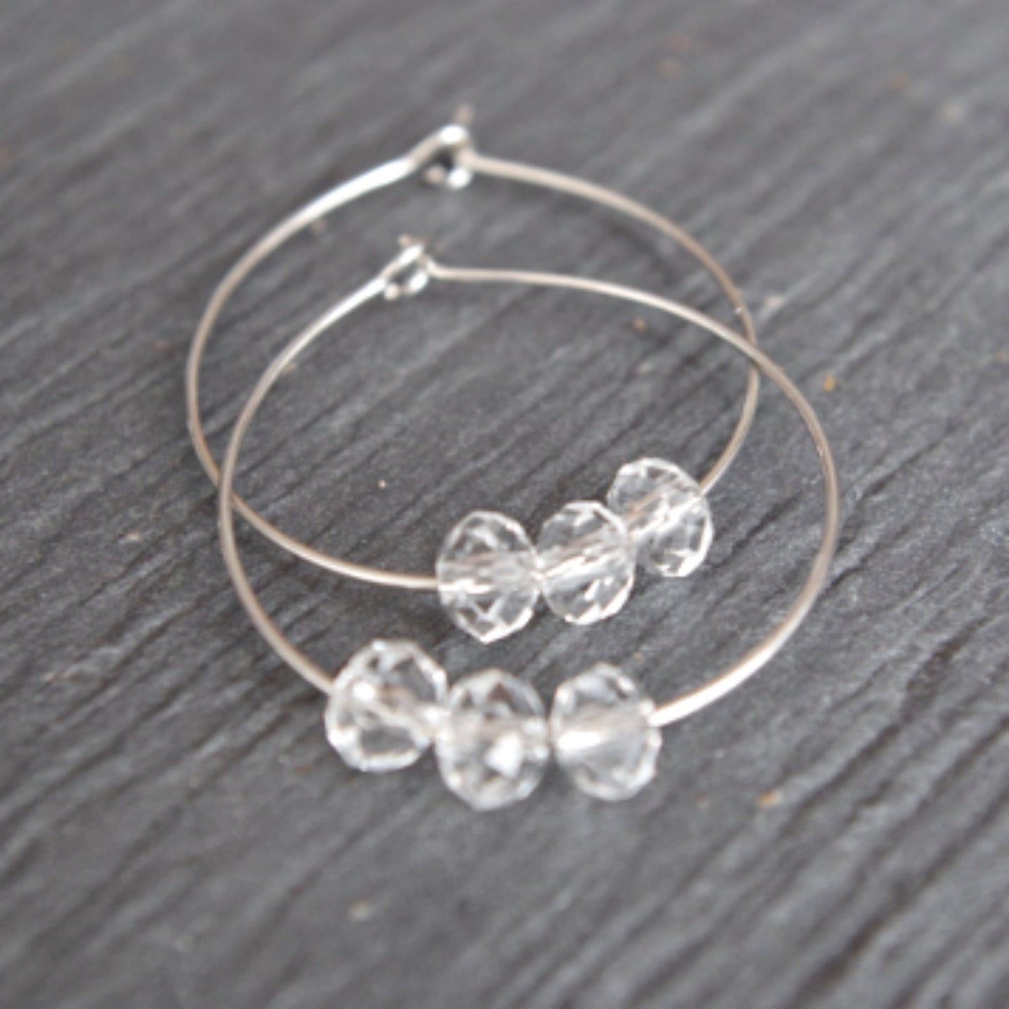 Simple Hoop Earrings Beaded Hoop Earrings Crystal Beaded Jewelry Minimalistic earrings