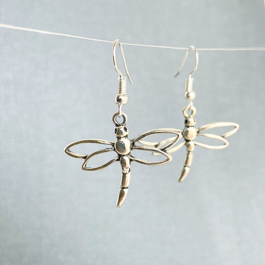 Dragonfly dangle earrings silver tone insect Statement Earrings Dragonfly jewelry Mothers day gift for women sister gift best friend
