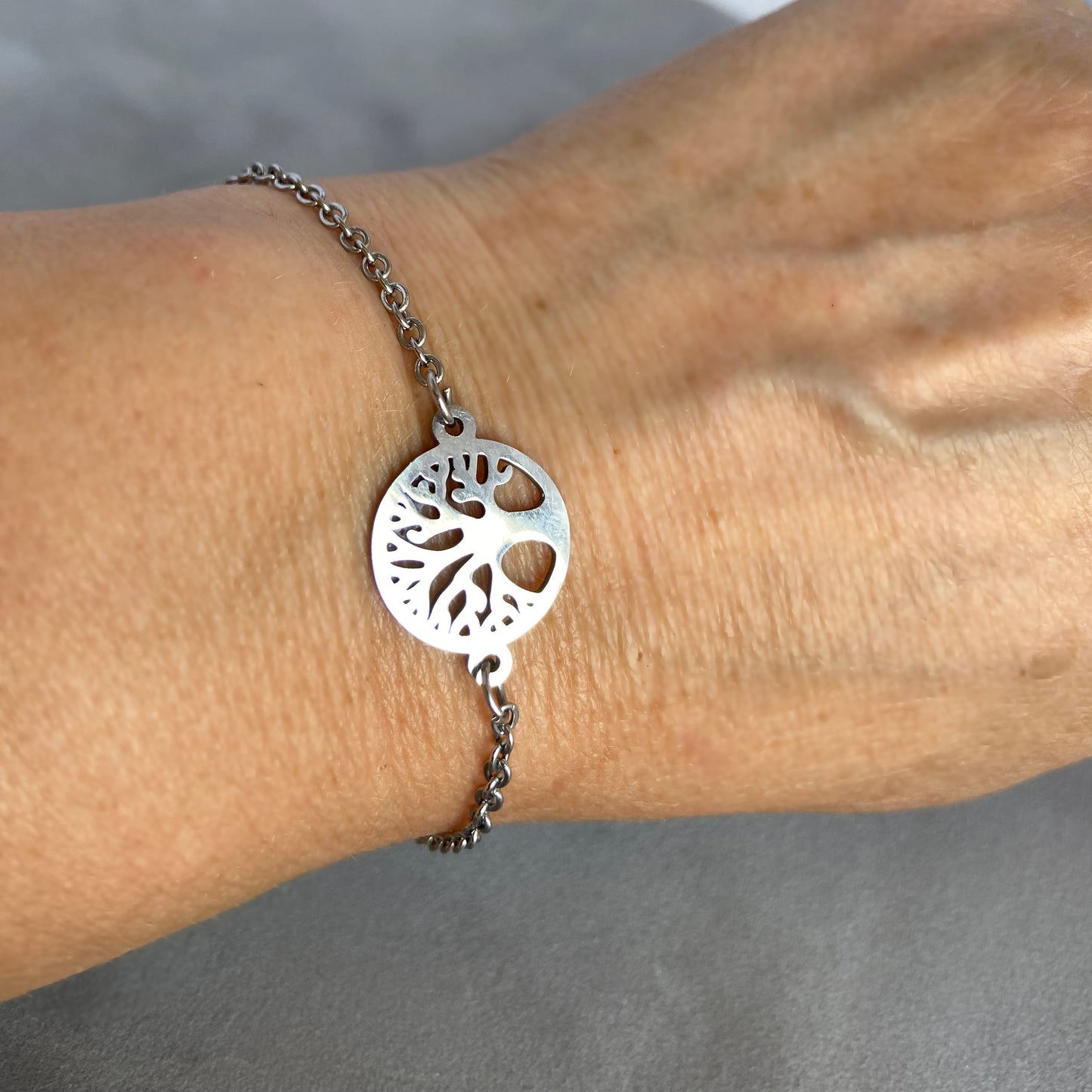 Tree Of Life Bracelet For Women  Minimalist Tree Charm Bracelet Adjustable Cable Chain Sister Gift for mom