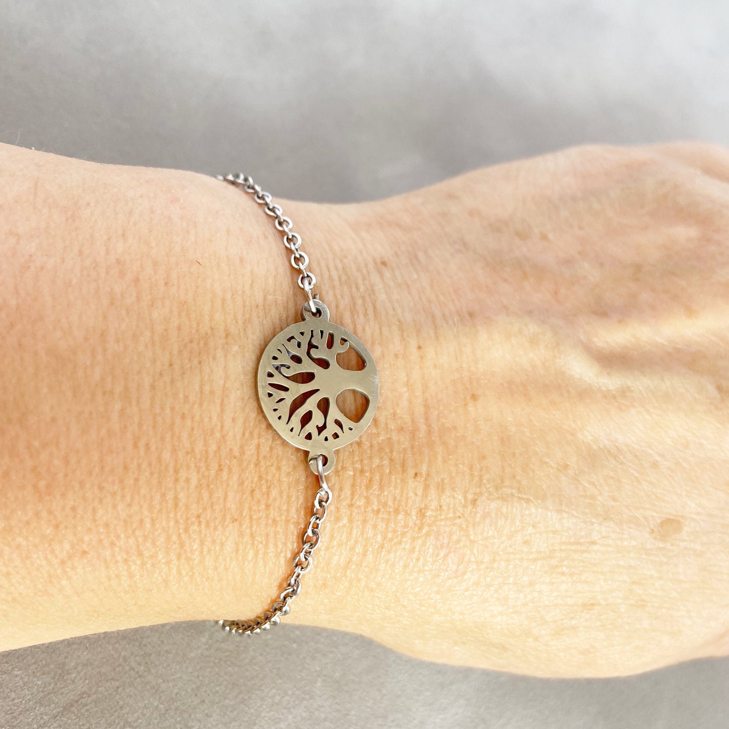 Tree Of Life Bracelet For Women  Minimalist Tree Charm Bracelet Adjustable Cable Chain Sister Gift for mom