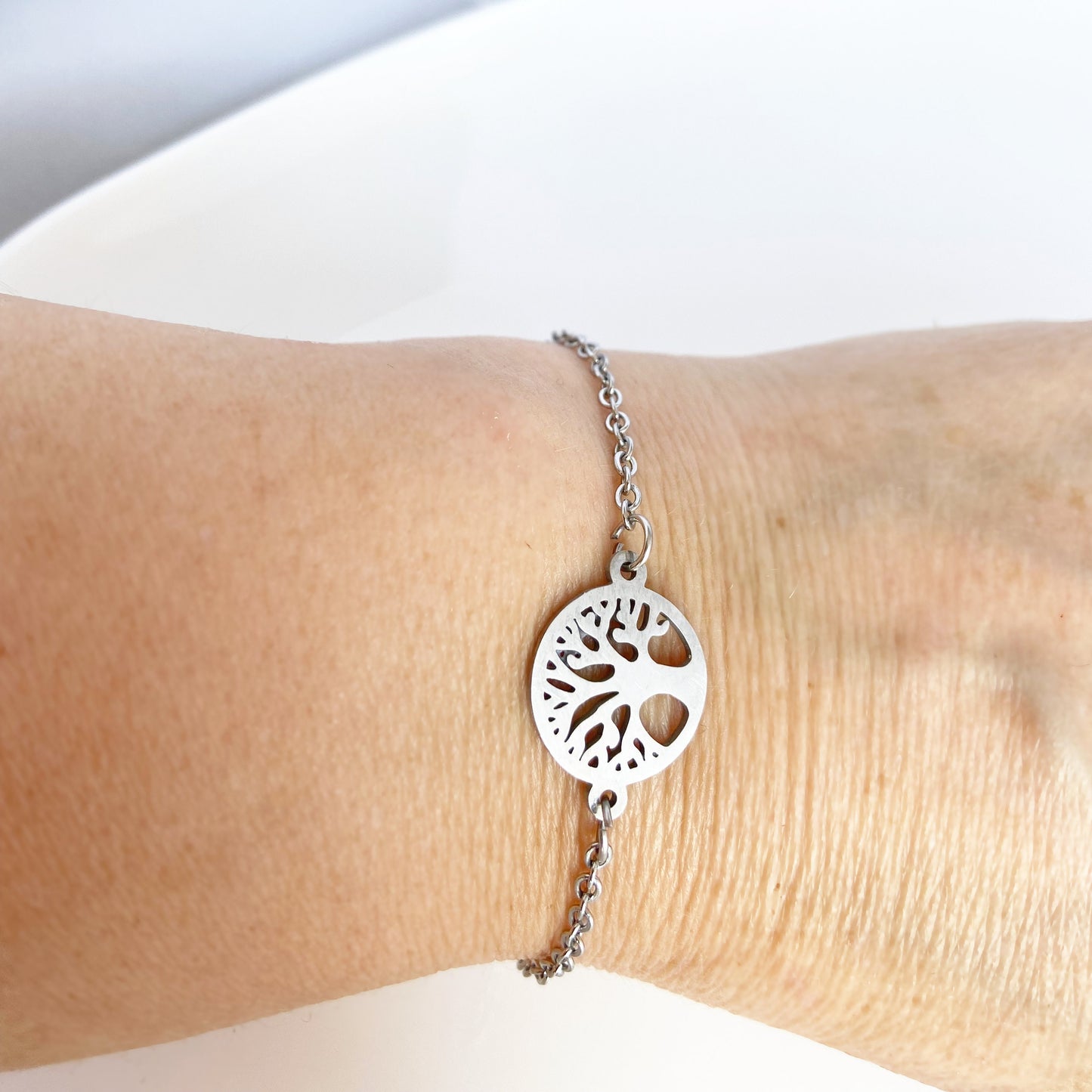 Tree Of Life Bracelet For Women  Minimalist Tree Charm Bracelet Adjustable Cable Chain Sister Gift for mom