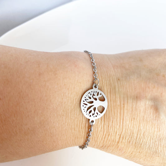 Tree Of Life Bracelet For Women  Minimalist Tree Charm Bracelet Adjustable Cable Chain Sister Gift for mom