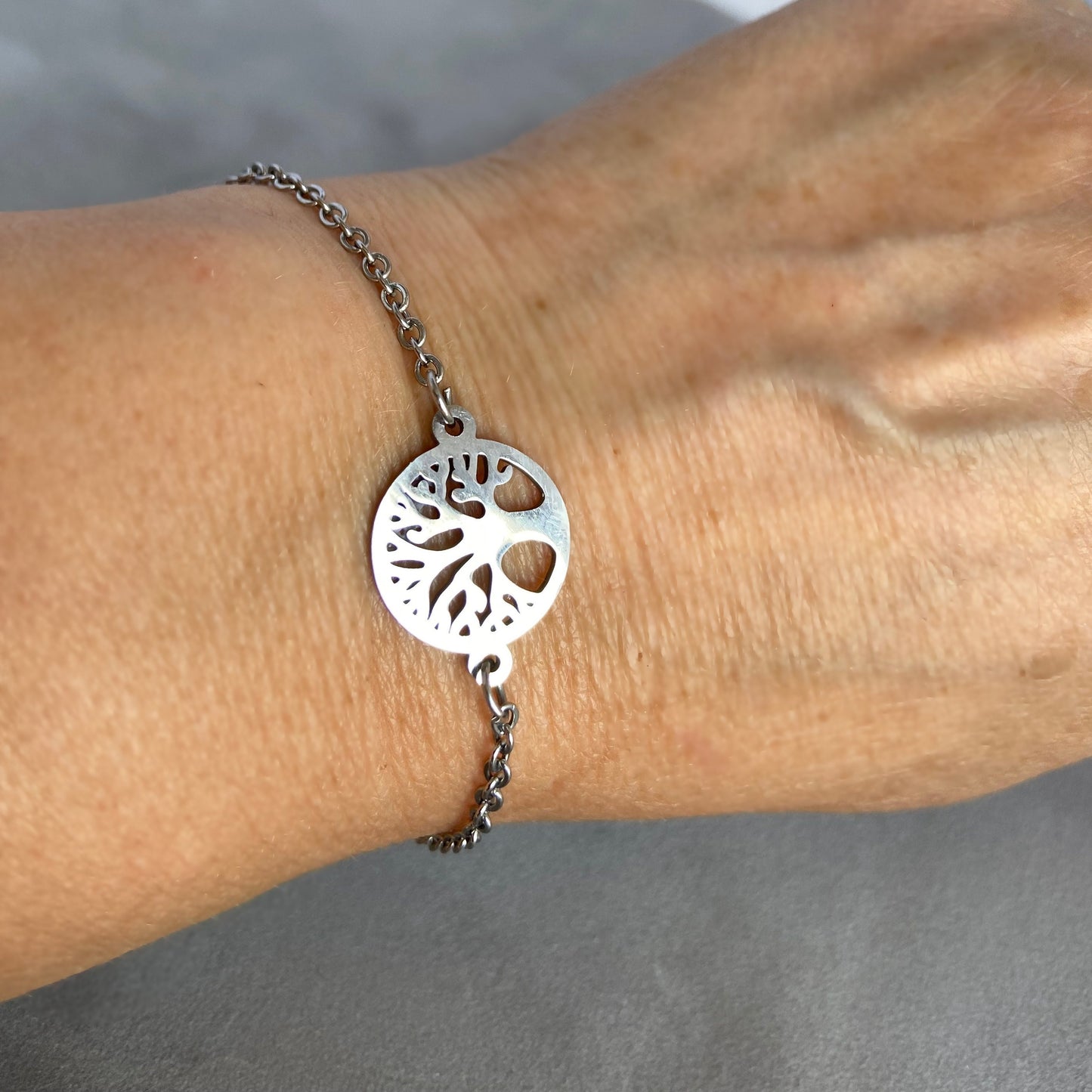 Tree Of Life Bracelet For Women  Minimalist Tree Charm Bracelet Adjustable Cable Chain Sister Gift for mom