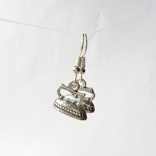 Iron drop earrings.Smoothing-iron jewelry
