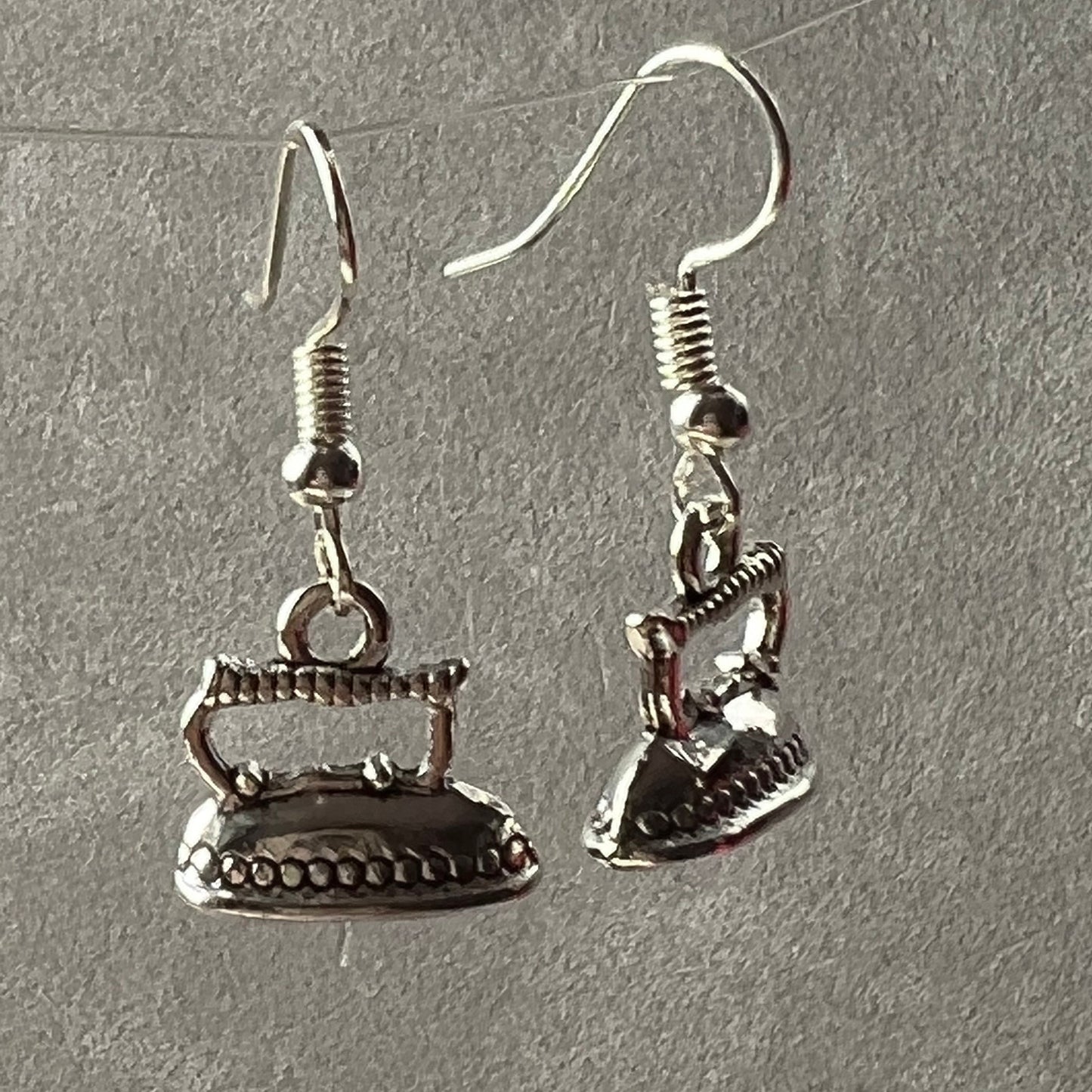 Iron drop earrings.Smoothing-iron jewelry