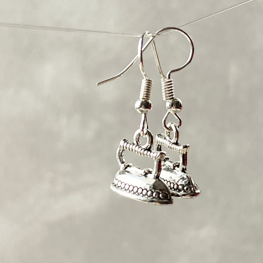 Iron drop earrings.Smoothing-iron jewelry