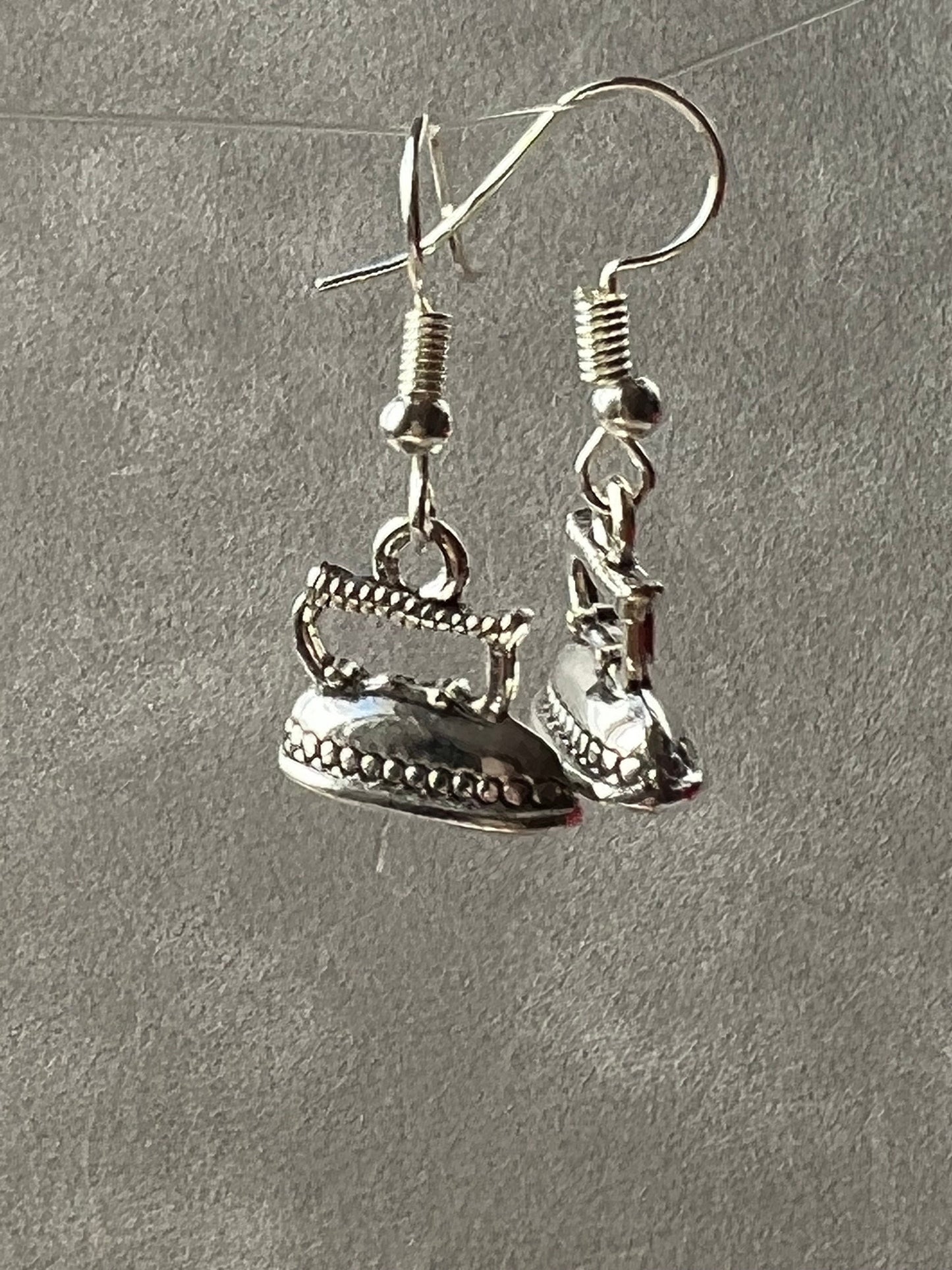 Iron drop earrings.Smoothing-iron jewelry