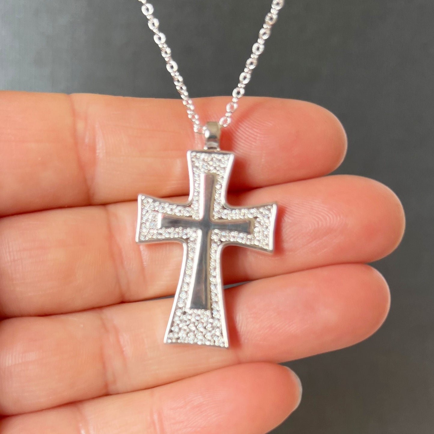 Large cross necklace for women Religious Christian symbol pendant Catholic Jewelry Baptism Gift for Her
