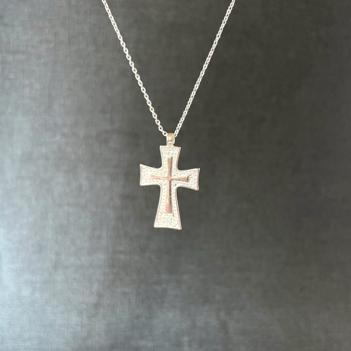 Large cross necklace for women Religious Christian symbol pendant Catholic Jewelry Baptism Gift for Her