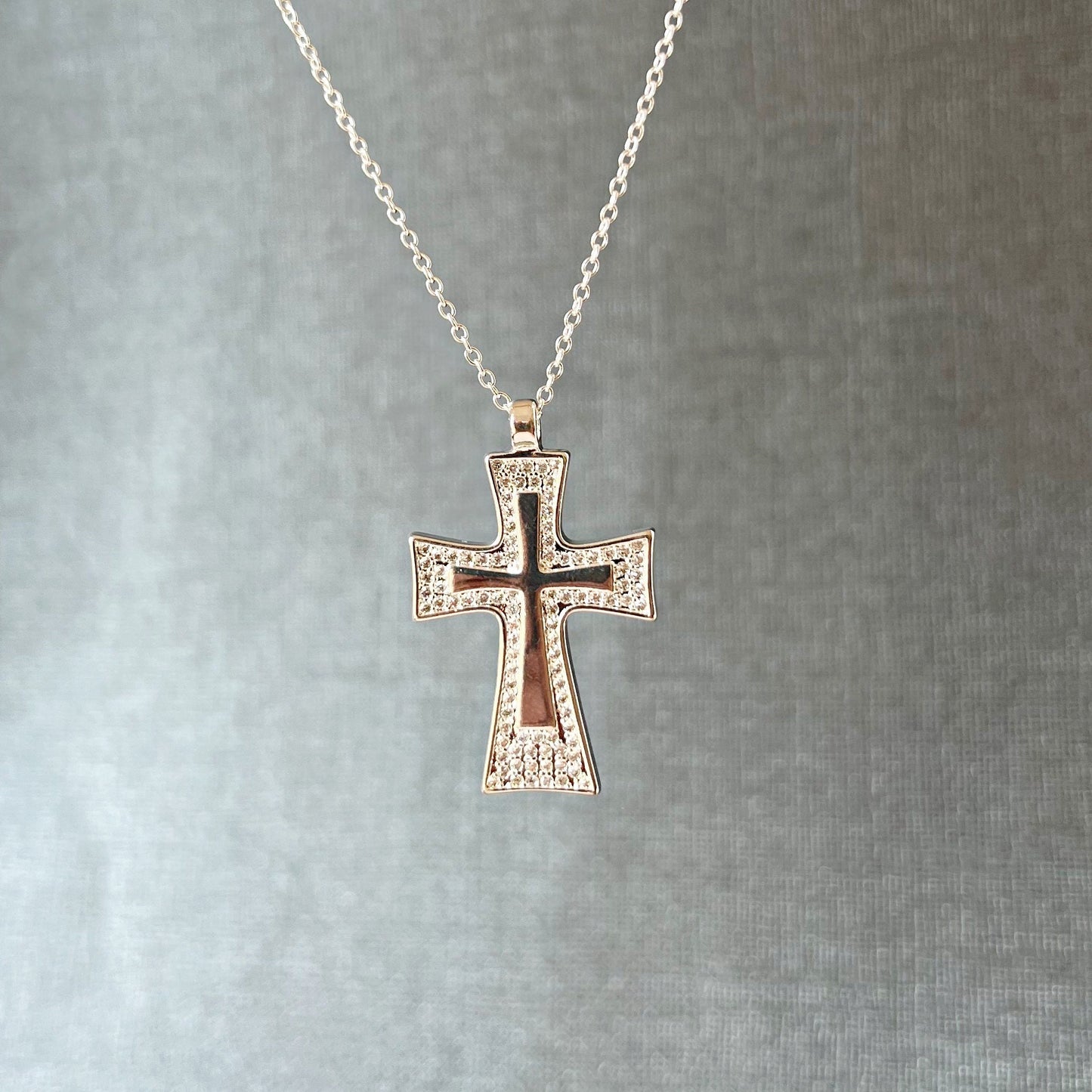 Large cross necklace for women Religious Christian symbol pendant Catholic Jewelry Baptism Gift for Her