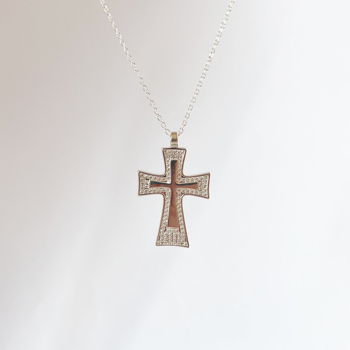 Large cross necklace for women Religious Christian symbol pendant Catholic Jewelry Baptism Gift for Her