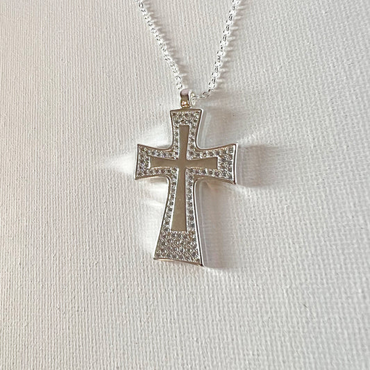 Large cross necklace for women Religious Christian symbol pendant Catholic Jewelry Baptism Gift for Her