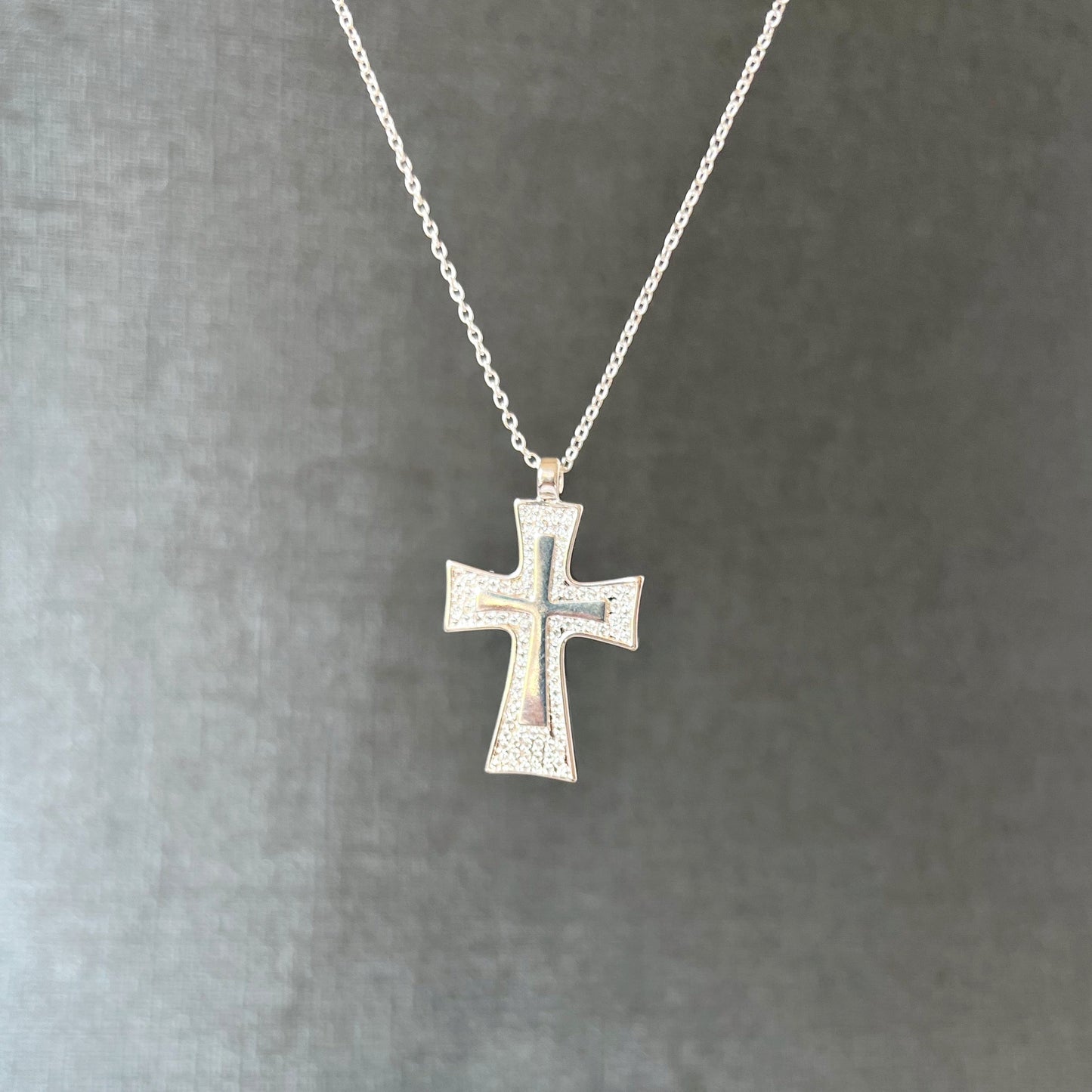 Large cross necklace for women Religious Christian symbol pendant Catholic Jewelry Baptism Gift for Her