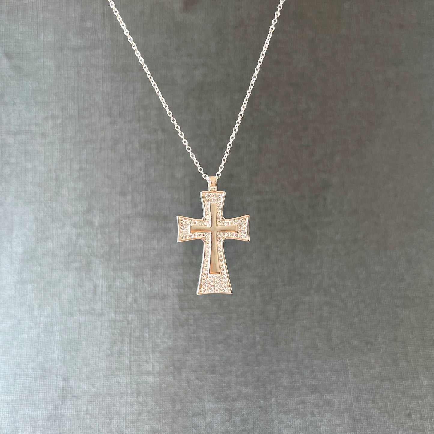 Large cross necklace for women Religious Christian symbol pendant Catholic Jewelry Baptism Gift for Her