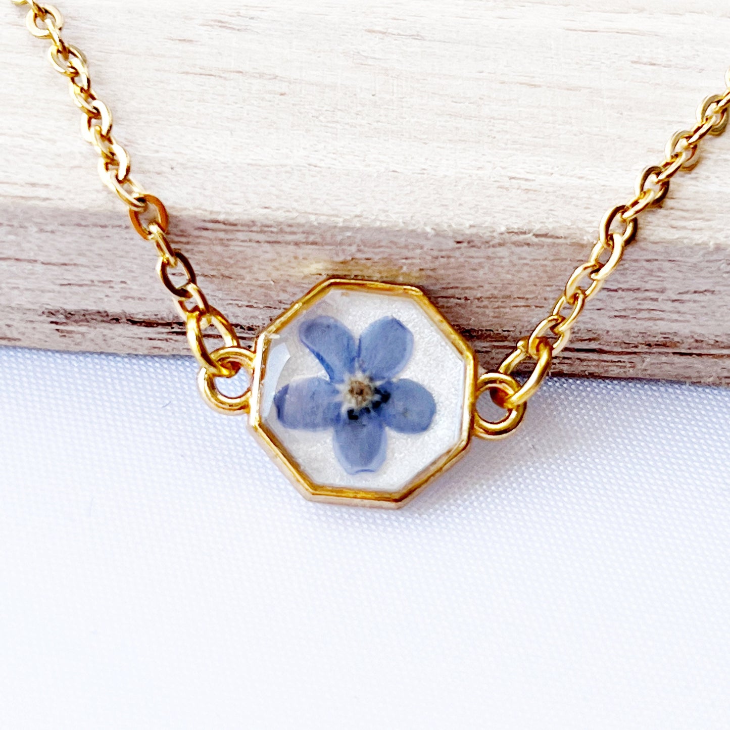 Forget me not flower bracelet for women ,  Pressed Blue Flower Jewelry , Gifts For Her ,Memorial bracelet , Summer jewelry