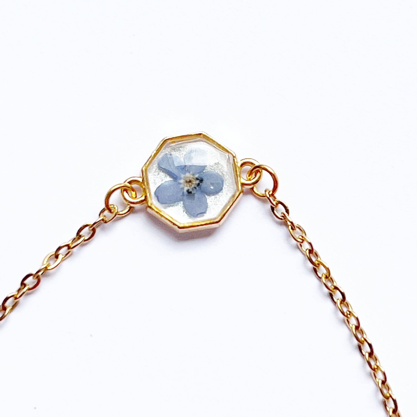 Forget me not flower bracelet for women ,  Pressed Blue Flower Jewelry , Gifts For Her ,Memorial bracelet , Summer jewelry