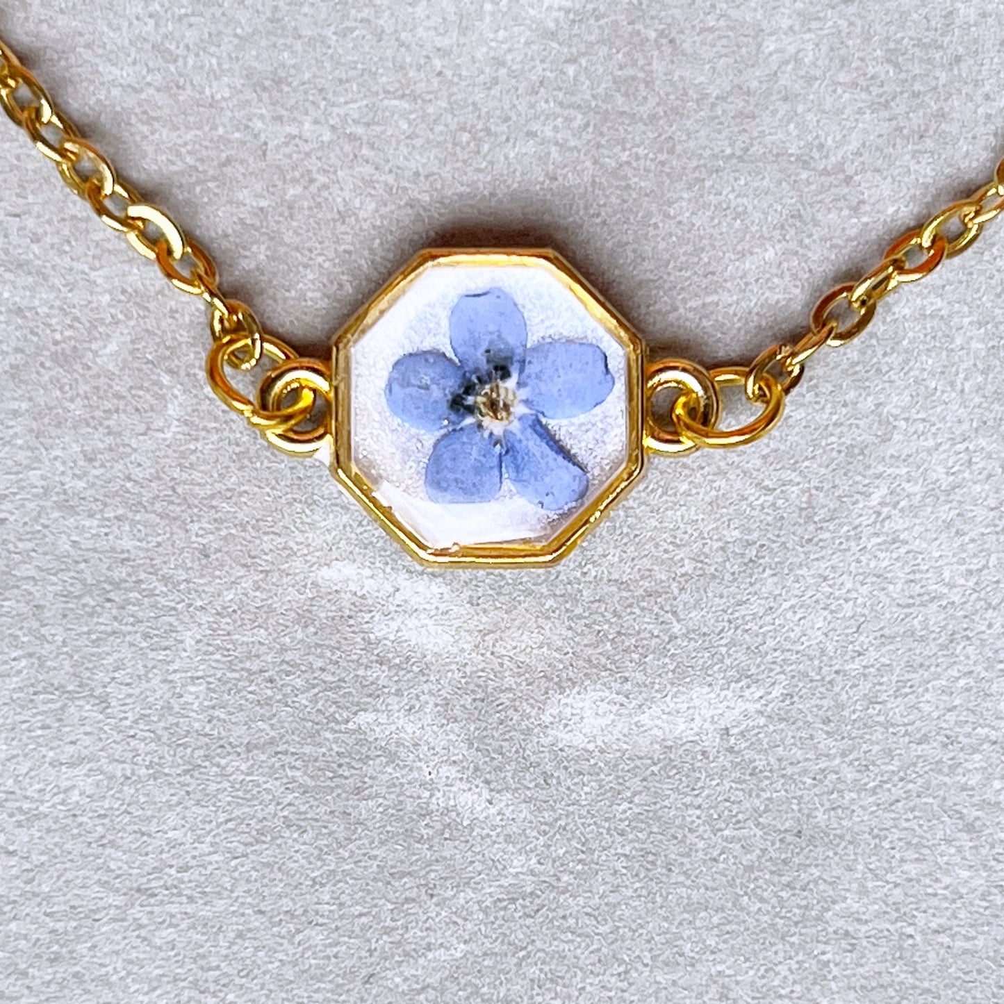 Forget me not flower bracelet for women ,  Pressed Blue Flower Jewelry , Gifts For Her ,Memorial bracelet , Summer jewelry