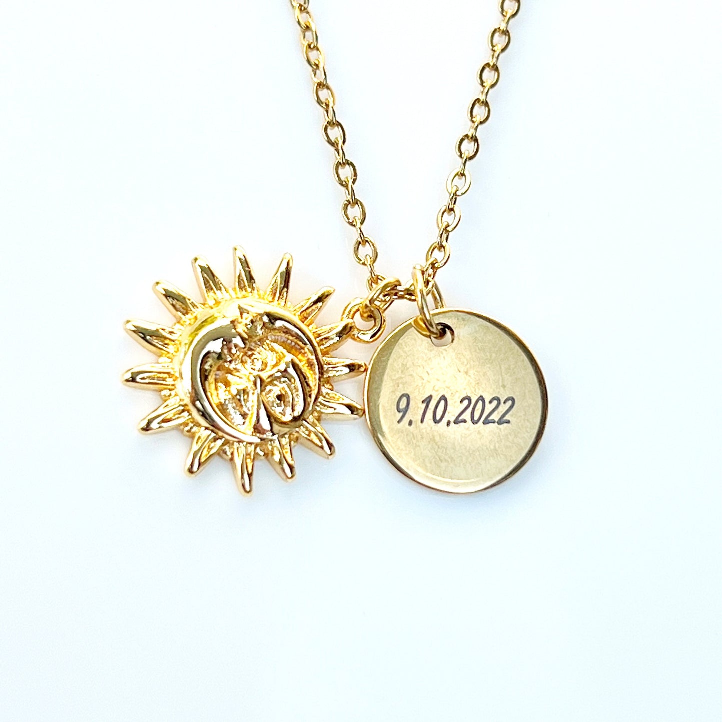 Small Moon and Sun necklace,Custom Name Necklace, Christmas Gift For Her, Personalized Jewelry,  Birthday Gift Ideas