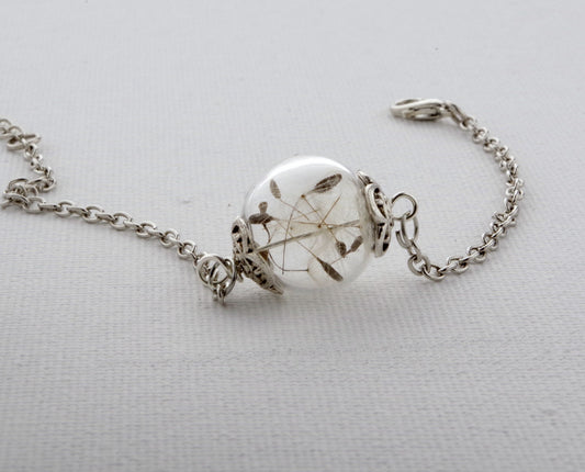 Dandelion Bracelet Real flower bracelet Dandelion jewelry Terrarium Bracelet Mothers day gift mom Real Plant Anniversary gift for her