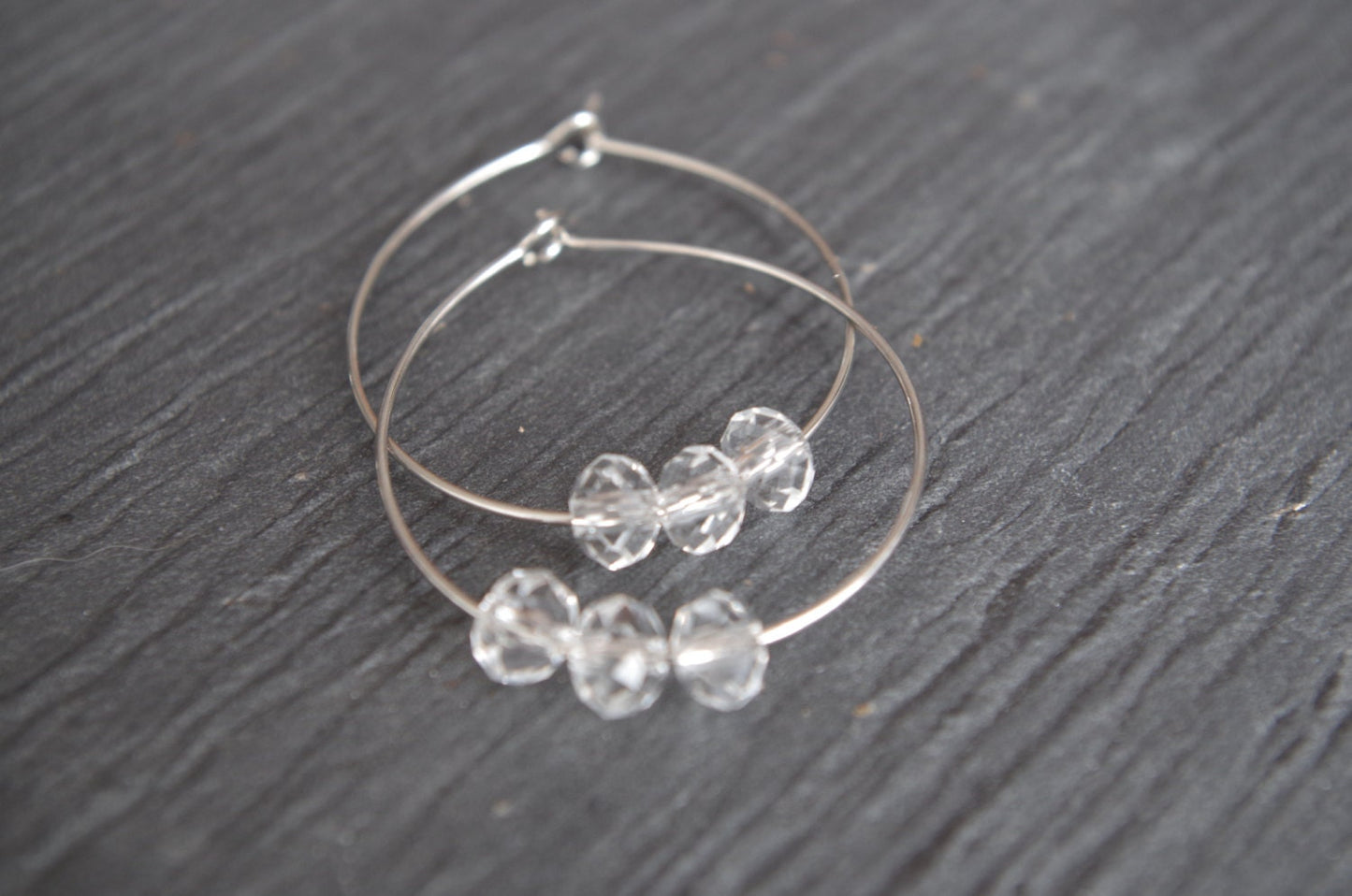 Simple Hoop Earrings Beaded Hoop Earrings Crystal Beaded Jewelry Minimalistic earrings