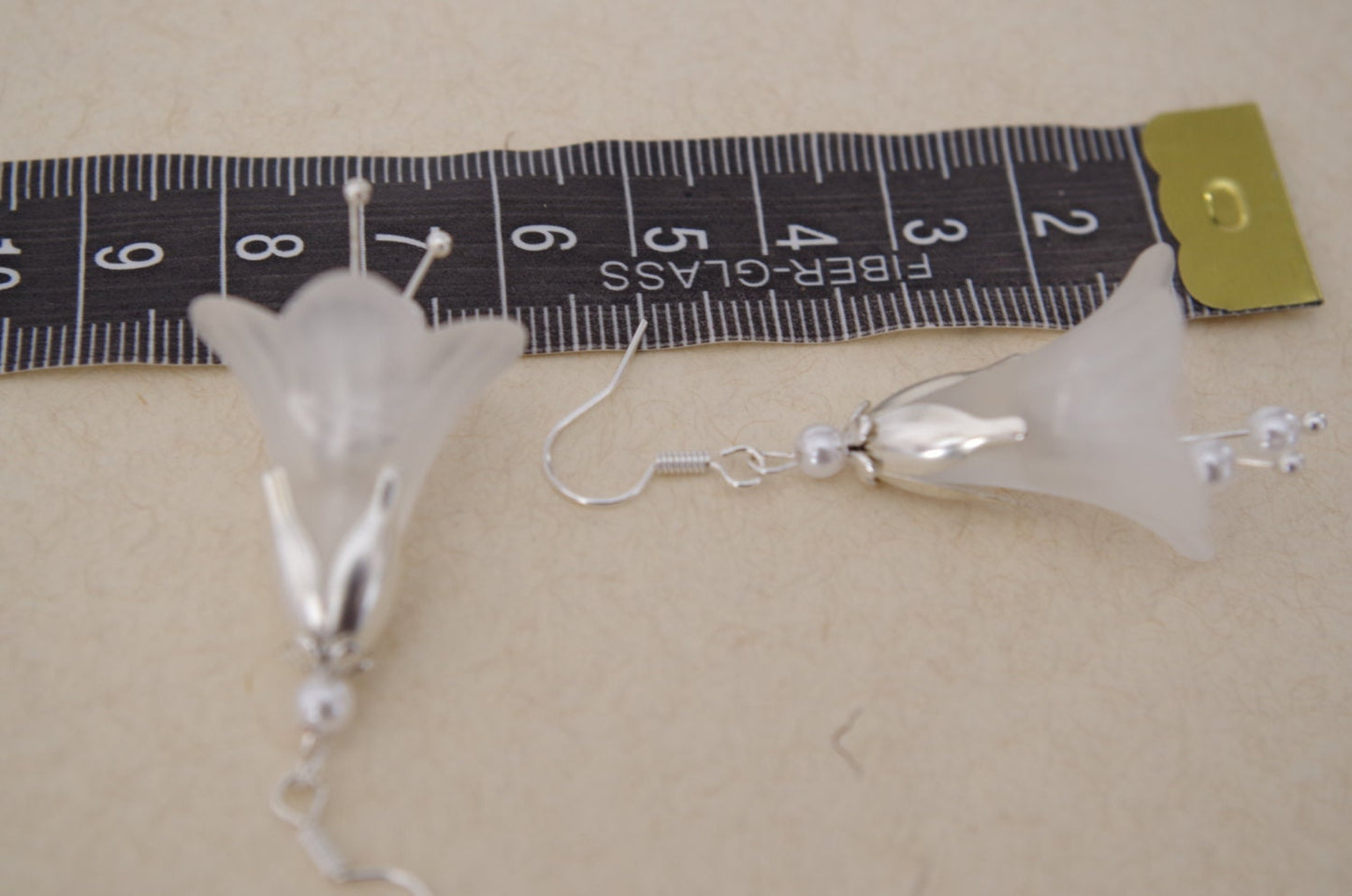 White Lucite Flower Earrings Lilac Flower Dangle Earrings Victorian Jewelry Party Gift Idea